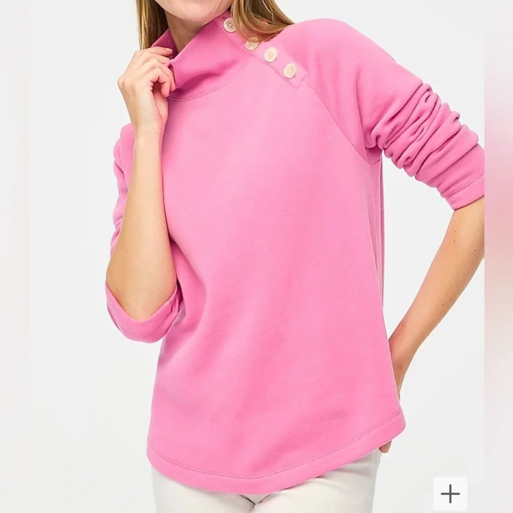 059- J.Crew Wide button-collar pullover green Sweater Size Small - Picture 2 of 4